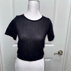 Forever 21 Fishnet Black T-Shirt